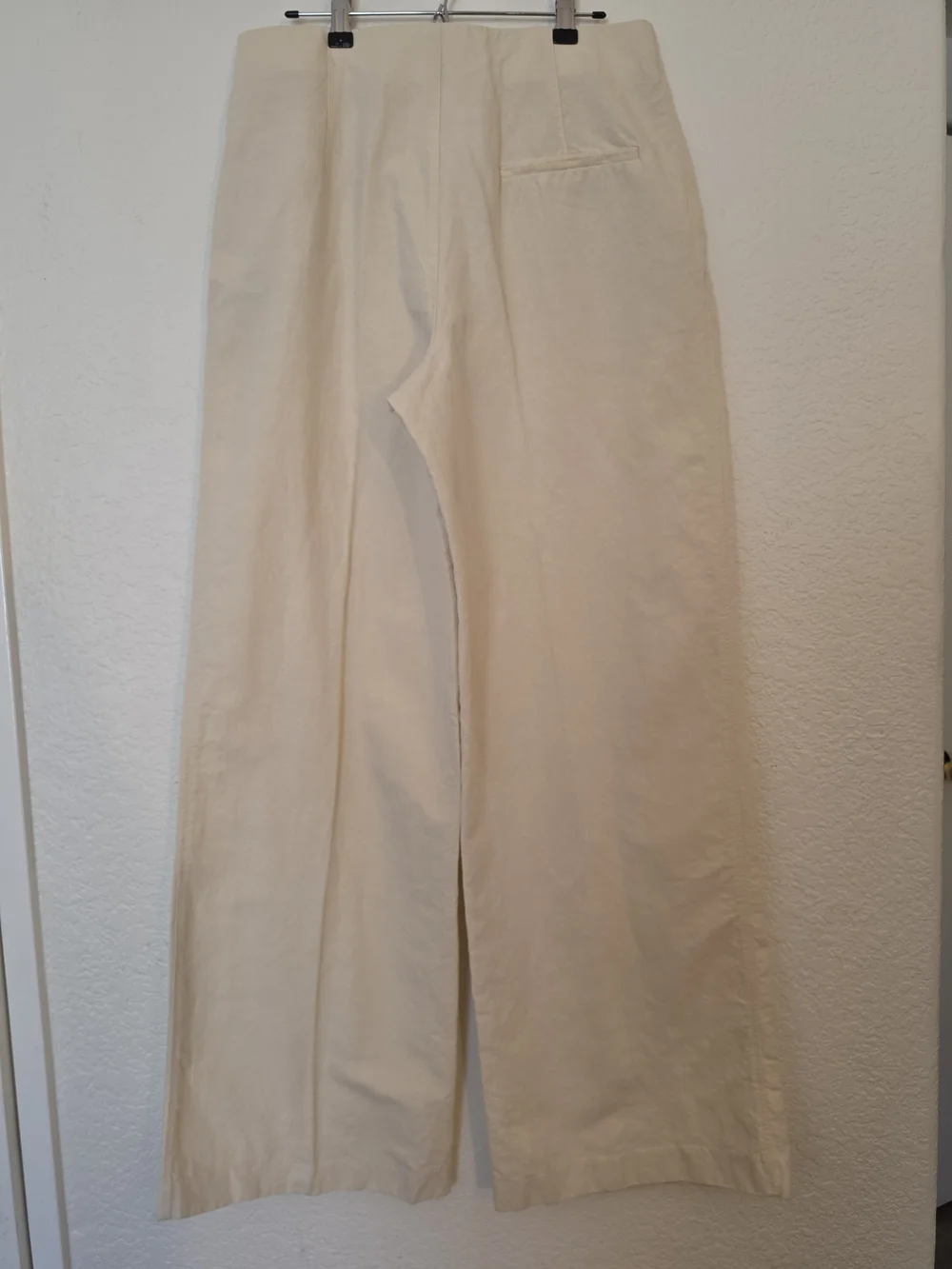 Zara High Waist Wide Leg Linen Blend Pants Ecru Cream Size L